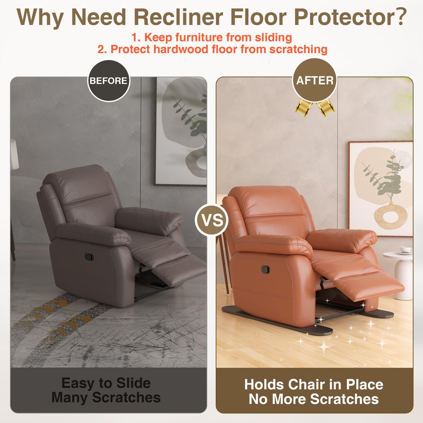 8 Pack Non Slip Furniture Pads for Recliner, 30in Anti Slip Recliner Pads for Hardwood Floors, Furniture Rail Pad for Hardwood Floor, Recliner Floor Protector, Furniture Grippers to Prevent Sliding