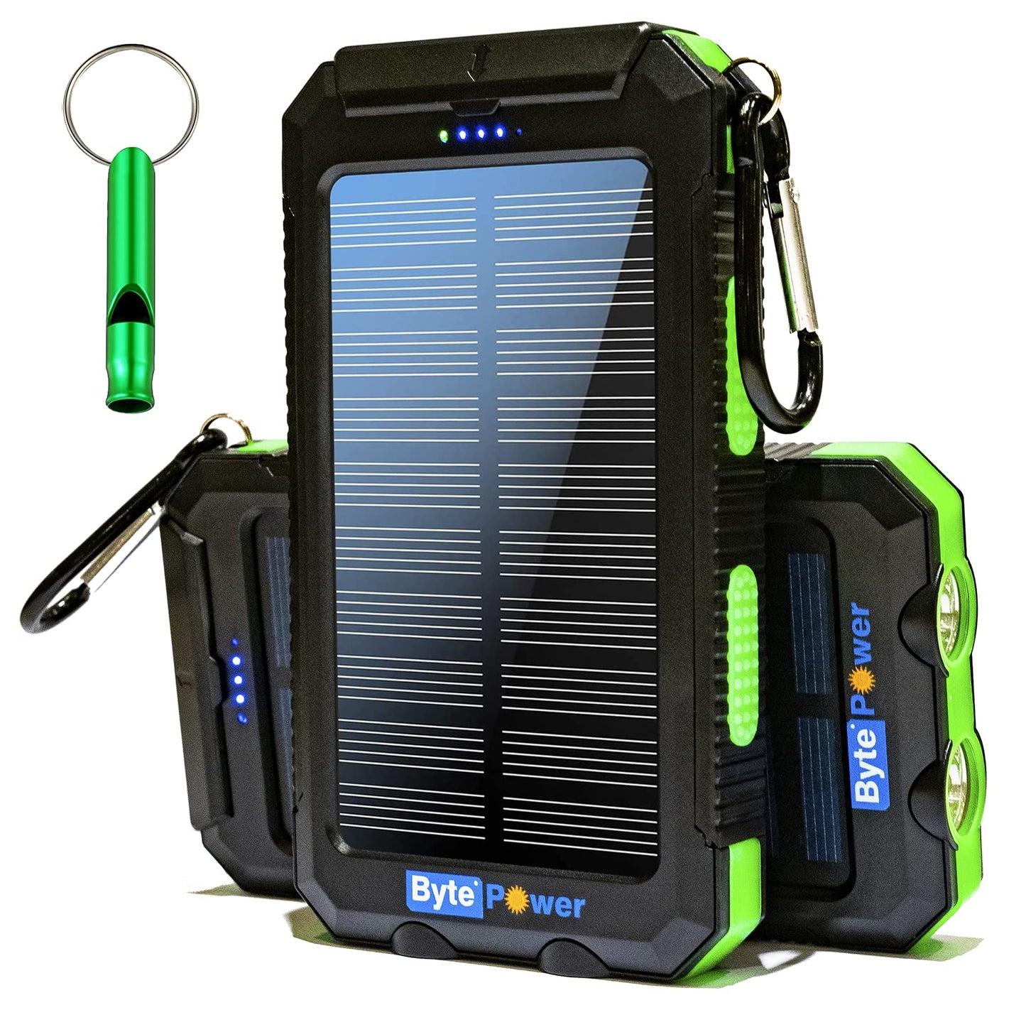 Solar Charger Power Bank 20000mAh, Portable Solar Pone Charger with Compass,Carabiner, Whistle,Flashlights,Solar Panel Charger,Camping Gear Accessory (Black)
