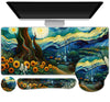 AIMSA Keyboard Mouse Pad Wrist Rest Set, Large Gaming Mouse Desk Pad with Wrist Support Ergonomic Design, 4 in 1 Mousepad for Home Office, Sunflower Starry Sky
