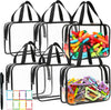 Toy Storage Bags - 6 Packs Toy Storage Organizer with Labels & Pen for Kids, Reusable Clear PVC Board Game Storage with Zipper, Waterproof Travel Bags for Building Blocks, Puzzles, Magnatiles (Black)