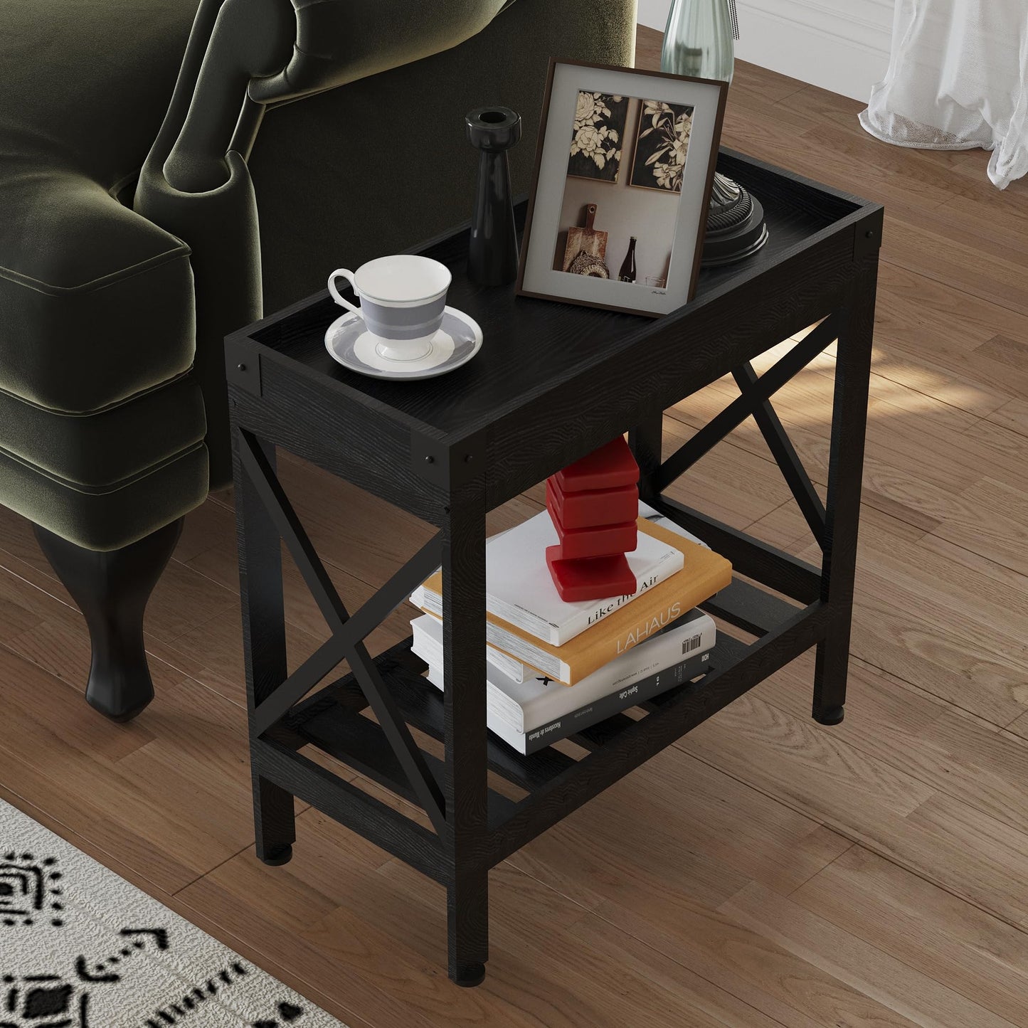 ZEXVIDA Narrow Side Table, End Table,Sofa Side Table, End Table Nightstand for Bedroom, Living Room, Small Spaces