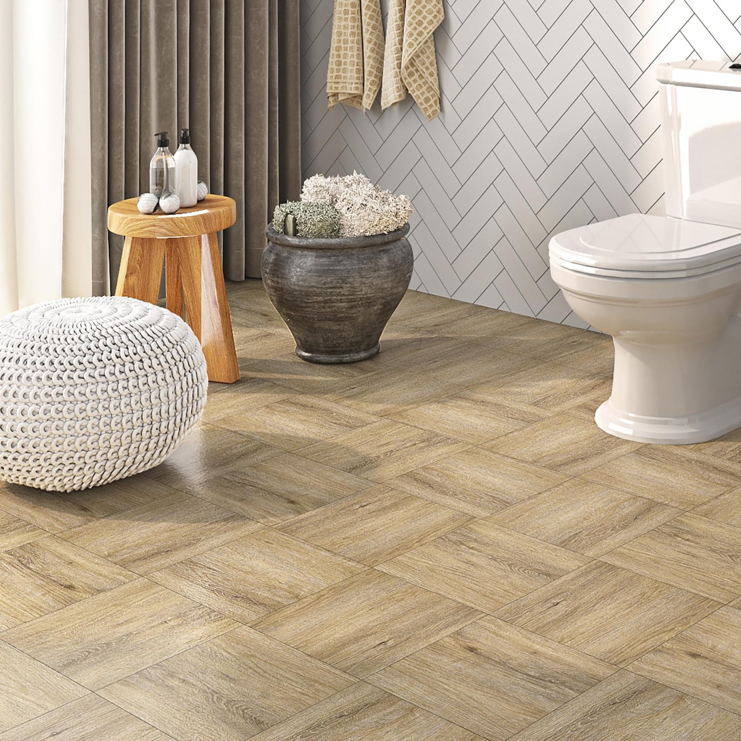 Livelynine Peel and Stick Floor Tile Light Wood Vinyl Flooring Sheet Waterproof Self Adhesive Natural Wood Laminate Flooring Sticky Wooden Floor Tiles for Kitchen Bedroom Living Room 12x12 4-Sheets