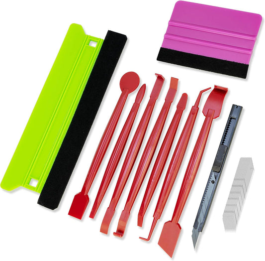 CARTINTS Car Install Tools for Vinyl Wrap, Vehicle Tinting Window Film Application Kit Includes Vinyl Wrap Magnets, 7 in1 Mini Squeegee, Felt Squeegee, Razor Blade Wrapping Cutter, 9mm Vinyl Knife
