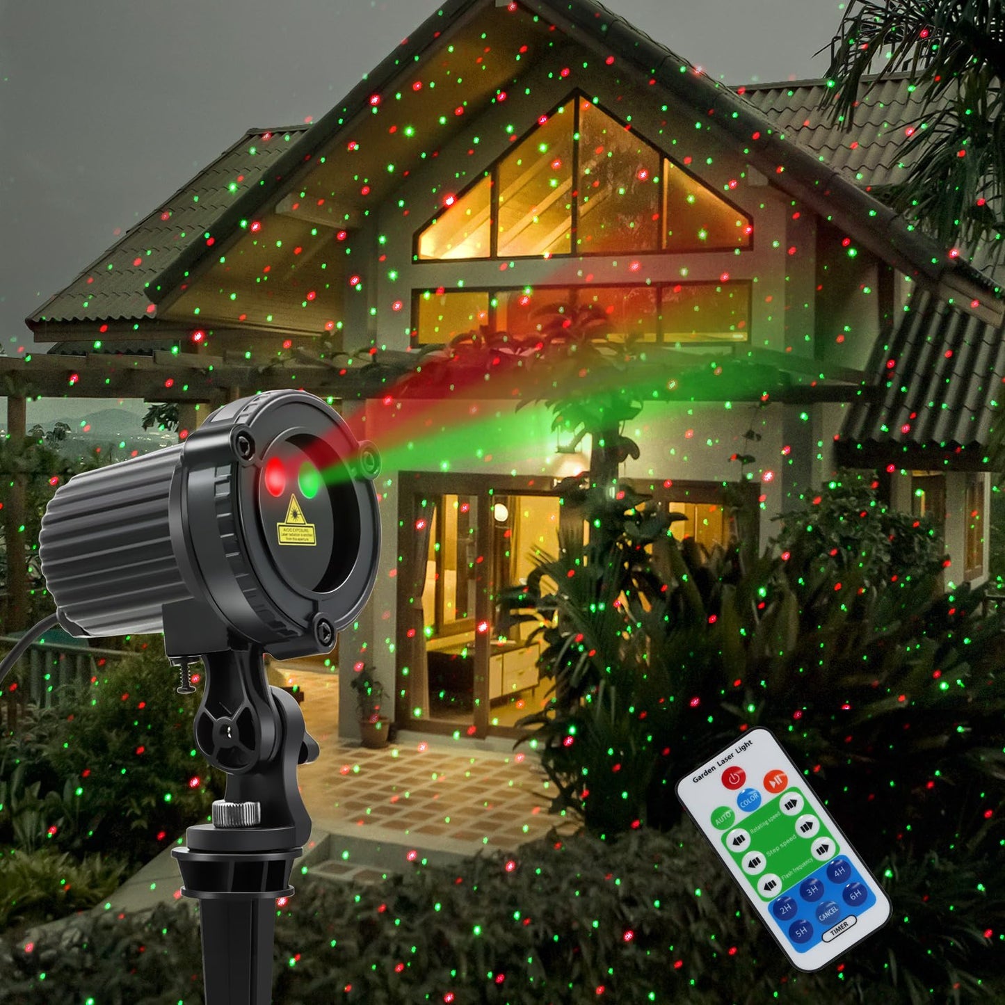 HERHOTER Christmas Laser Lights Outdoor,Red and Green Moving Outdoor Laser Light, Waterproof Garden House Decoration Laser Christmas Lights