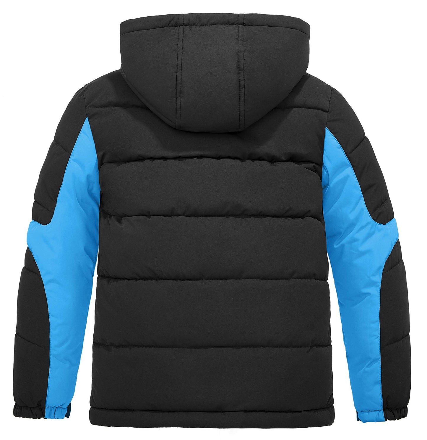 ZSHOW Boys' Puffer Jacket Warm Down Alternative Coat Hooded Outerwear Jacket(Black & Blue,14-16)