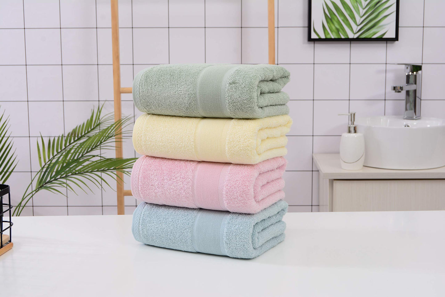 Aibaser Bath Towels, 27x54inch - Natural, Ultra Absorbent Towels for Bathroom, Travel, Gym, Shower and Spa (6 Piece Set)