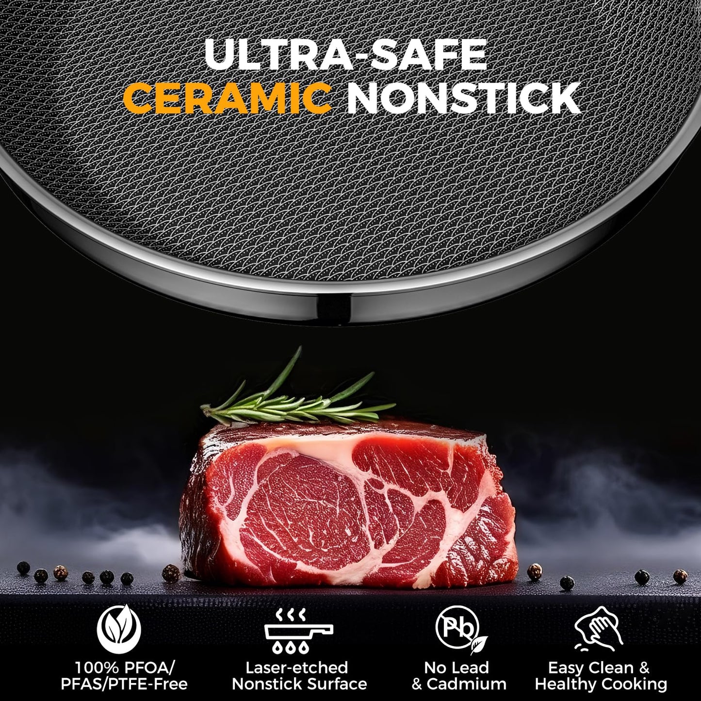 ZEROPAN Non Stick Frying Pans,Hybrid Nonstick 9.5 Inch Frying Pan,Stay-Cool Handle,Dishwasher-Friendly,Nonstick Frying Pan,Oven-Safe,Works on Induction,Ceramic and Gas Cooktops