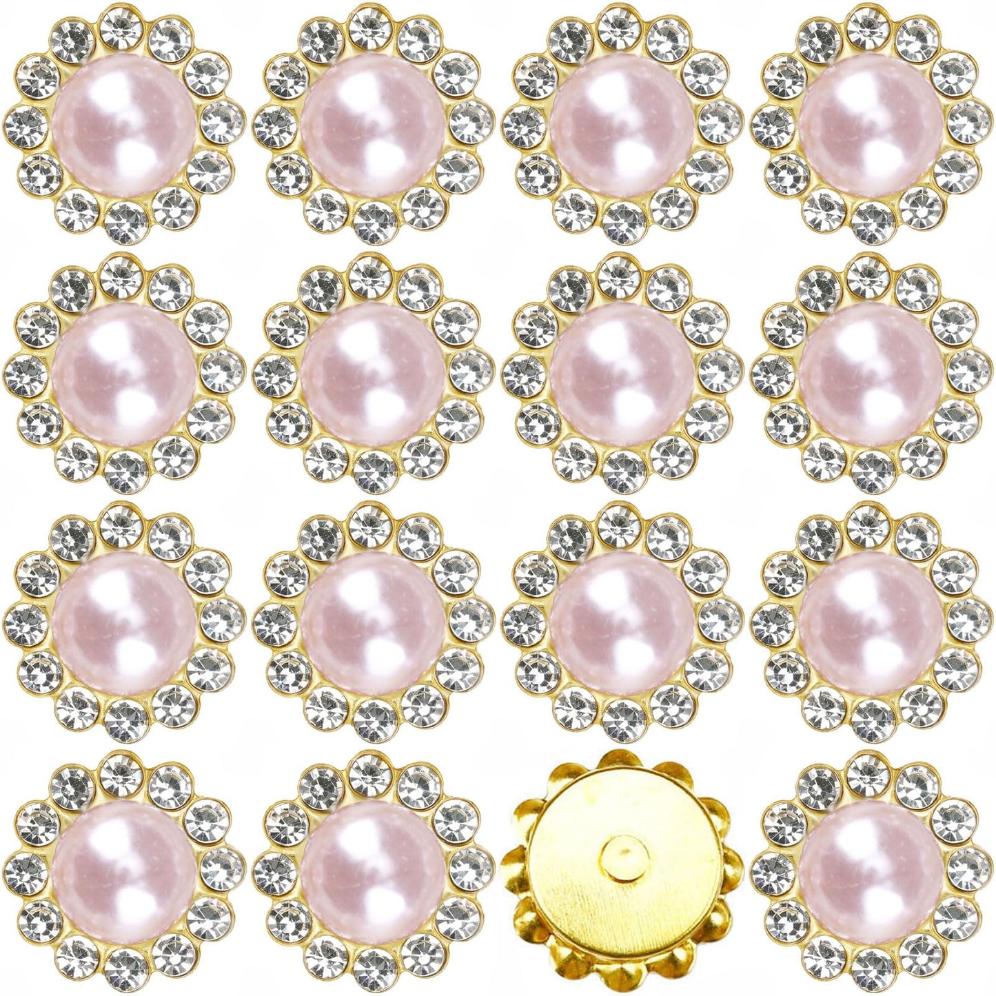 100 diamantes de imitación para coser en forma de garra de flor de 0.47 pulgadas, base plana dorada, diamantes de imitación de cristales brillantes para ropa de boda, vestido, zapatos, manualidades y