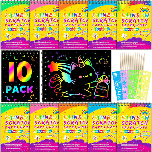 Party Favors for Kids 4-8-12: 24 Pack Scratch Rainbow Art Crafts Notebook, Coloring Book Goodie Bags Stuffers Kit, Bulk Birthday Gift Classroom Prizes Girl Boy Toddler