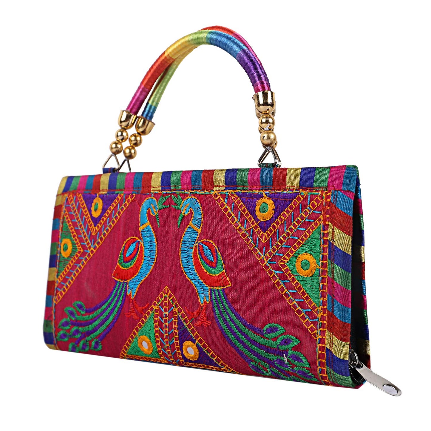 Pink Clutch Bags for Women - Rajasthani Hand Embroidered Mini Hand Bag Women's Cluches for Wedding Party Gifts