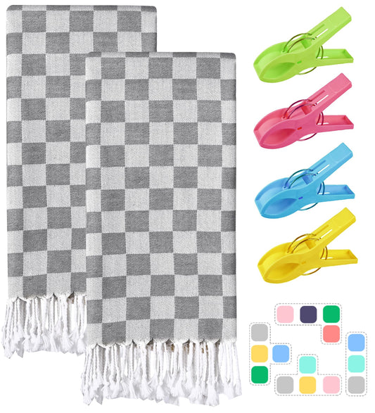 2 Packs Turkish Beach towel Vacation Essentials Blanket Bath Pool Towel Extra Large Sand Free Fast Drying Lightweight Swim Necessities Women Summer Gift Vacation Travel Accessories Thin Sandless