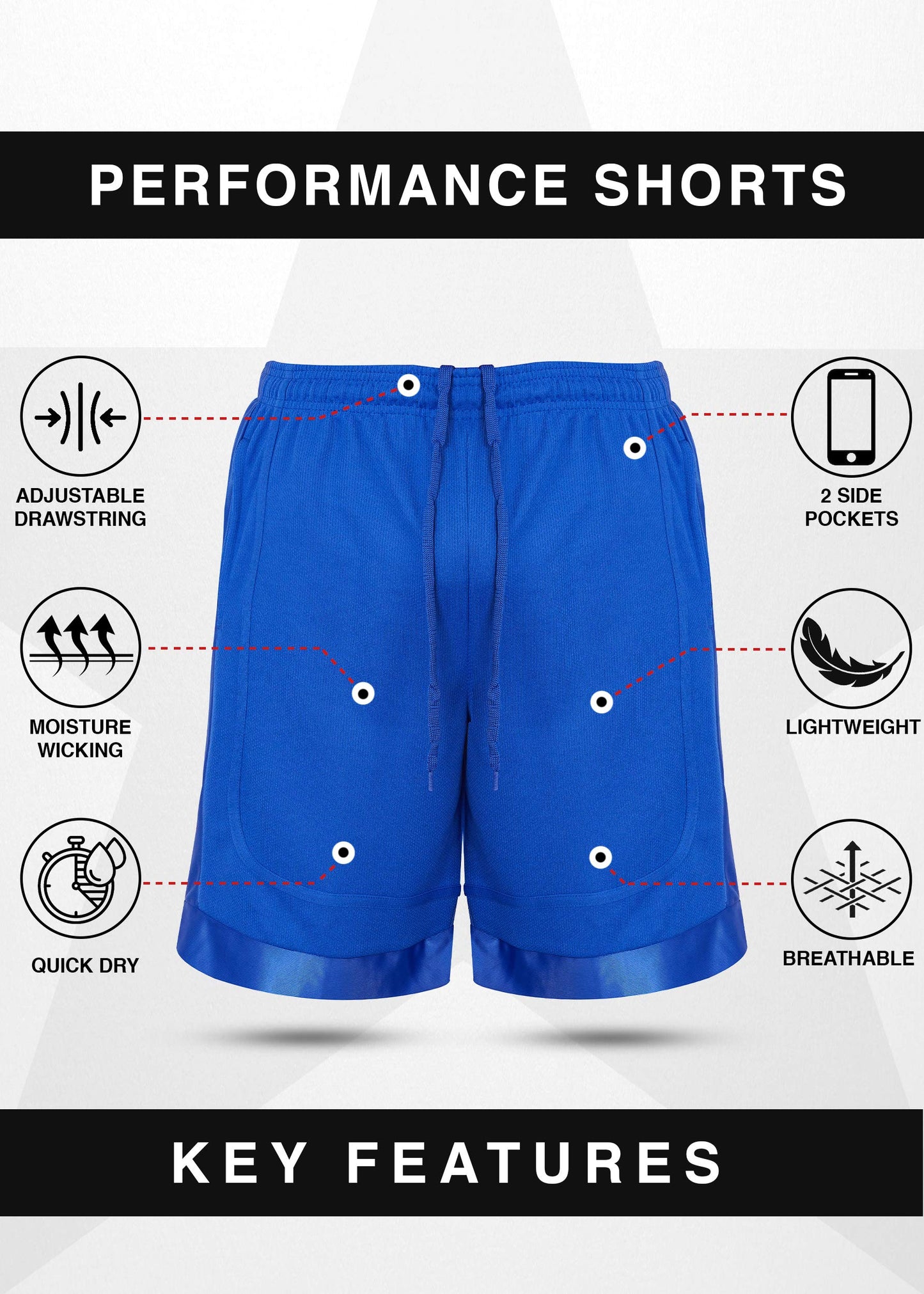 Starting 5 Mens Basketball Shorts with Pockets, Active Athletic Performance Gym Workout Shorts for Men Workout Shorts, 4 Pack (as1, Alpha, x_l, Regular, Regular, Black/Red/Silver/Royal)