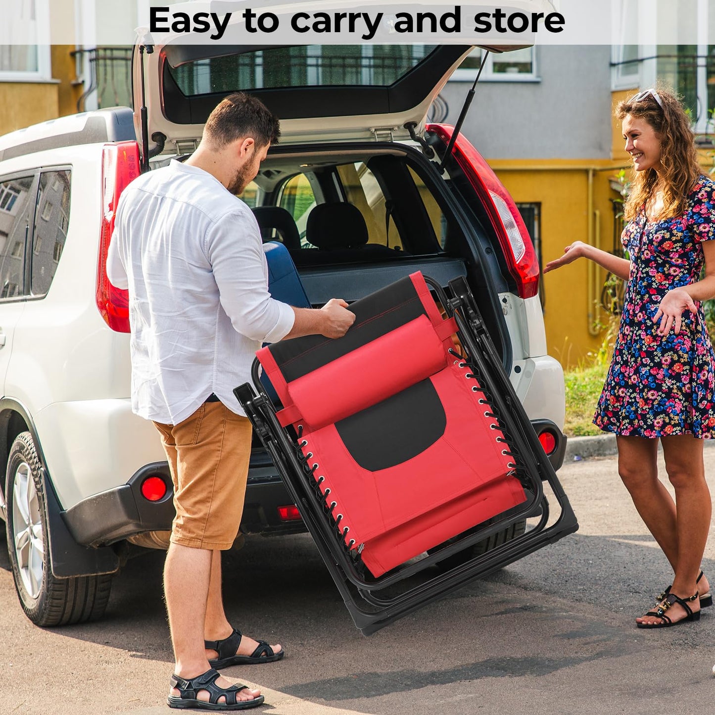 TLSUNNY Oversized Padded Zero Gravity Chair Set of 2, Folding Outdoor Patio Recliner, 24.2" Wide Seat Lounger W/Detachable Pillow & Holder Tray, Patio Furniture for Garden, 350LBS (Black/Burgundy)