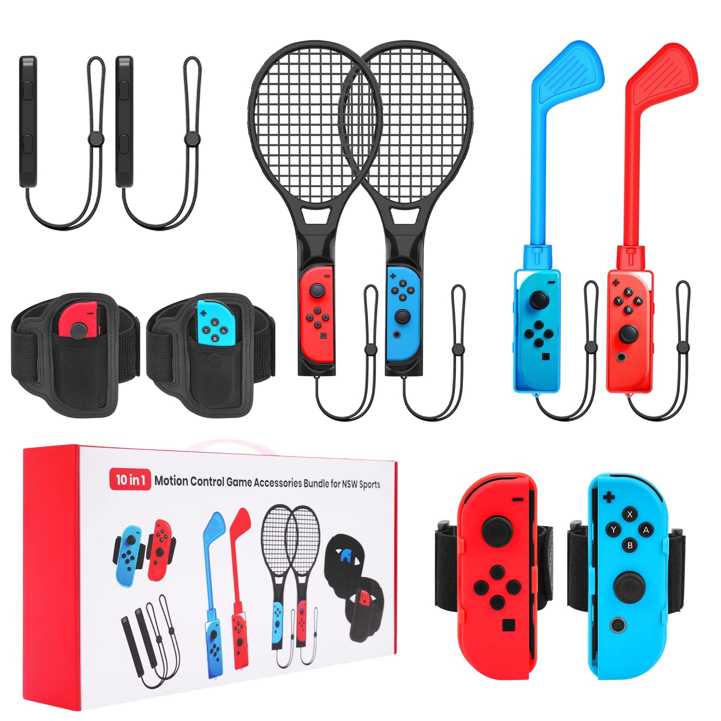 Switch Sports Accessories - CODOGOY 10 in 1 Switch Sports Accessories Bundle with Carry Bag for Nintendo Switch Sports, Family Accessories Kit Compatible with Switch/Switch OLED Sports Games