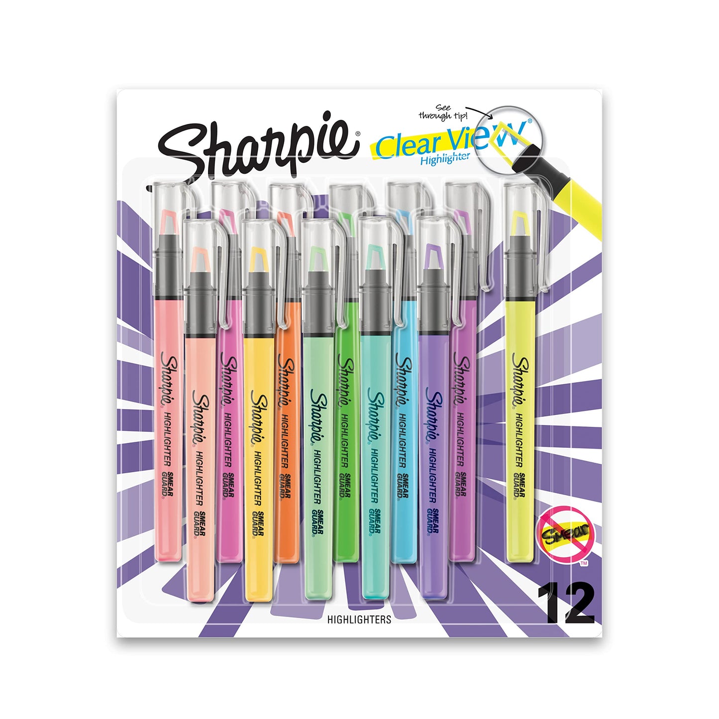 Sharpie Clear View Highlighter Sticks Chisel Tip Assorted Fluorescent 8 Count