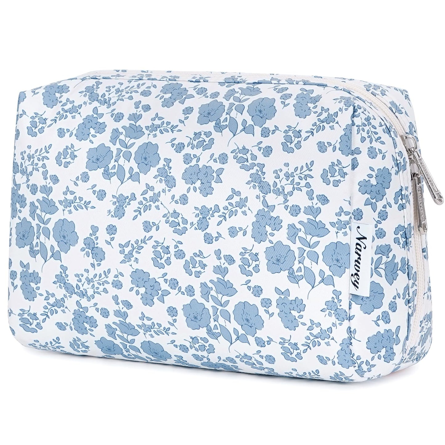 Narwey Checkered Makeup Bag Travel Cosmetic Bag Organizer Toiletry Bag Make Up Bags with Compartments for Women Girls (Large, Light Checkerboard)