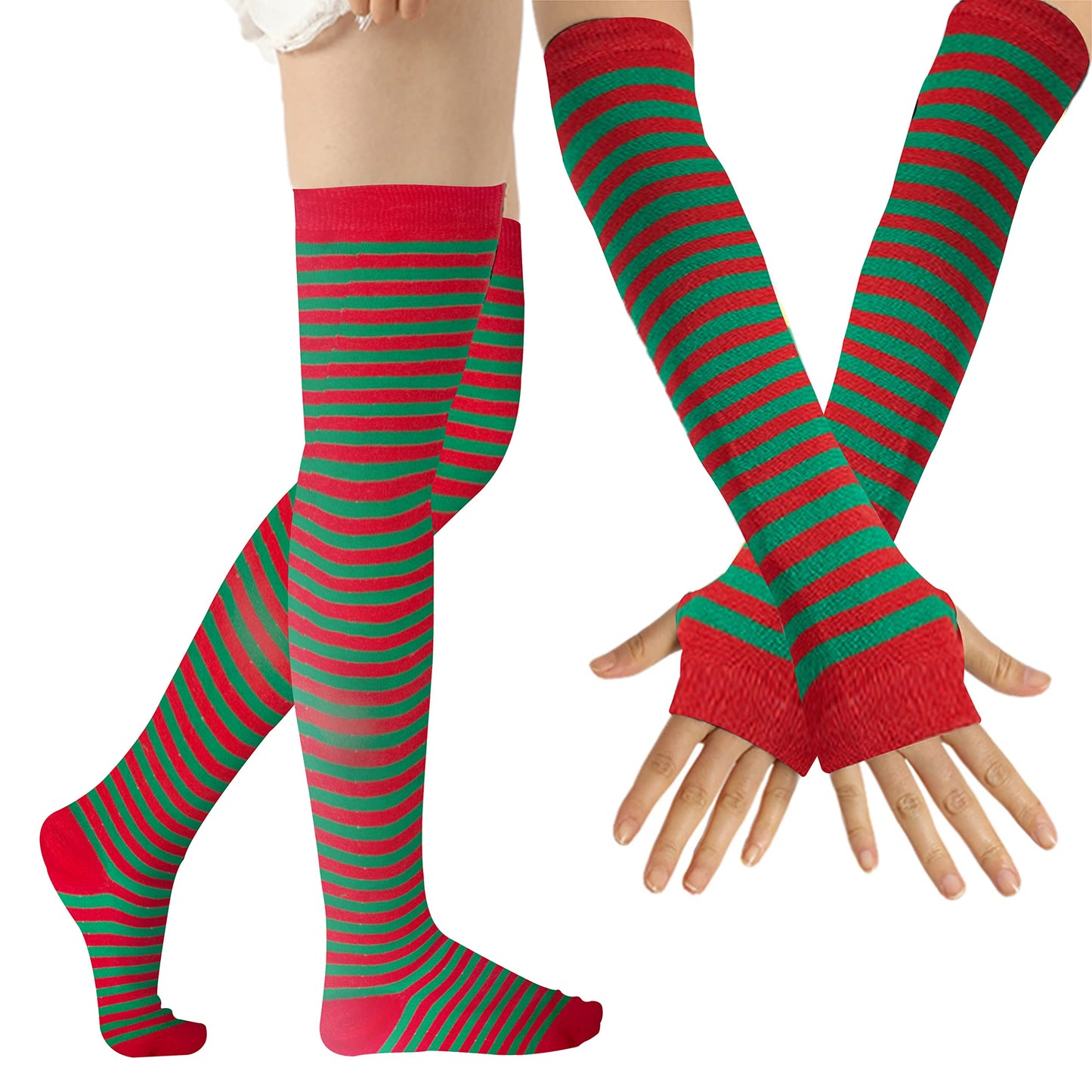 Over Knee Rainbow Thigh High Socks Cosplay Accessories for Women Fashion Wild Long Striped Leg warmers