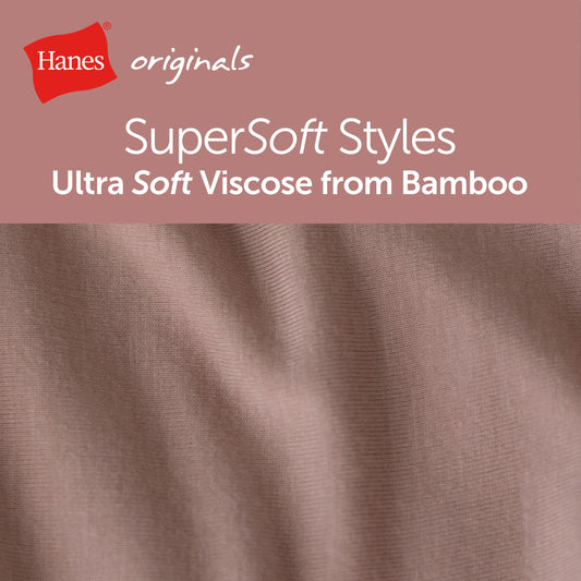 Hanes Women's Originals Supersoft Boxer Briefs, 5-Pack, Viscose from Bamboo Underwear, Black/Silver Opal/White