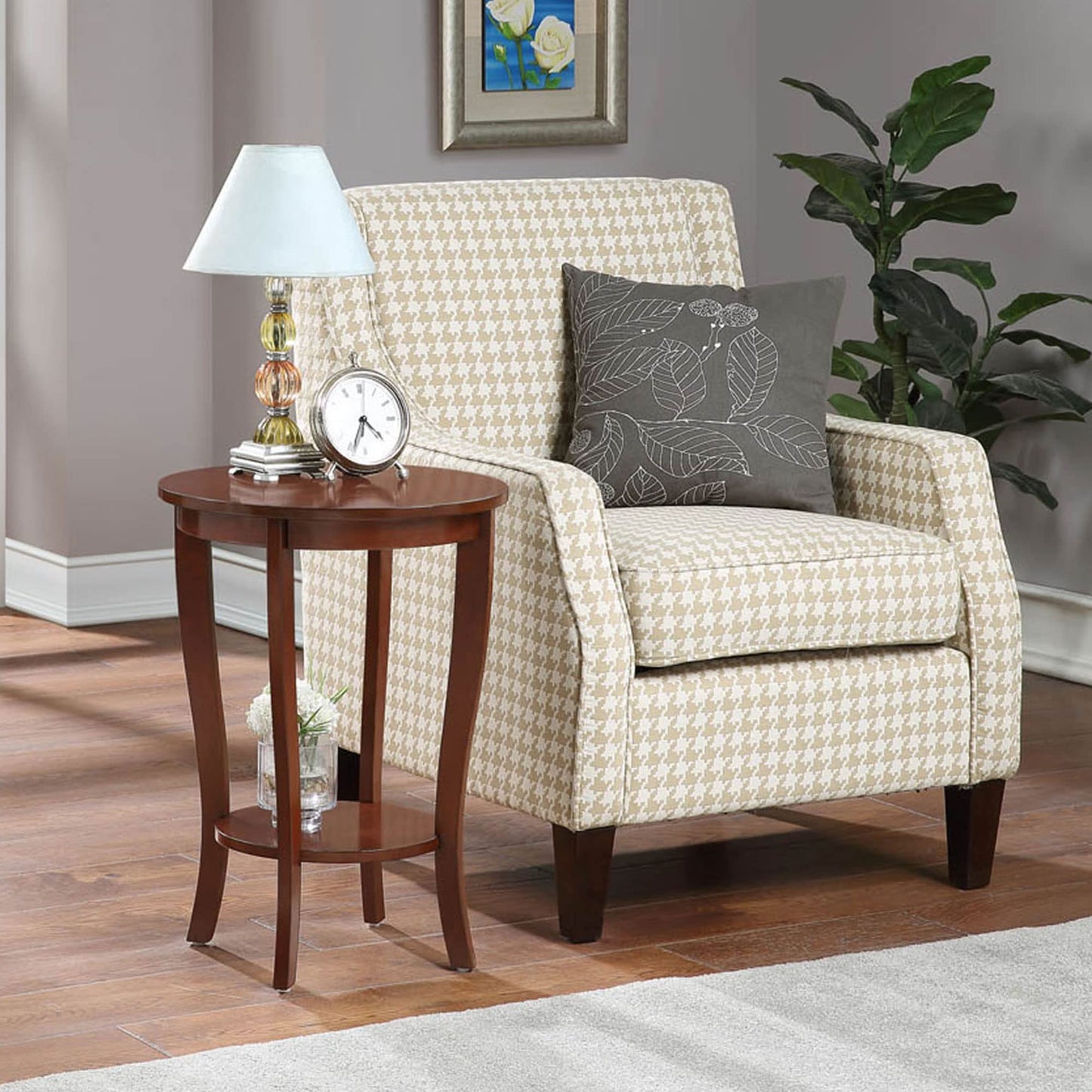 Convenience Concepts American Heritage Round End Table with Shelf, Espresso