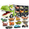 JOYIN 13 in 1 Dinosaur Toys for Kids 3-5, Dinosaur Truck with 12 Pull Back Cars, Small Cars Set, Birthday Gifts Toys for 3 4 5+ Year Old Boy, Transport Carrier Truck for Toddlers 3-4 Years