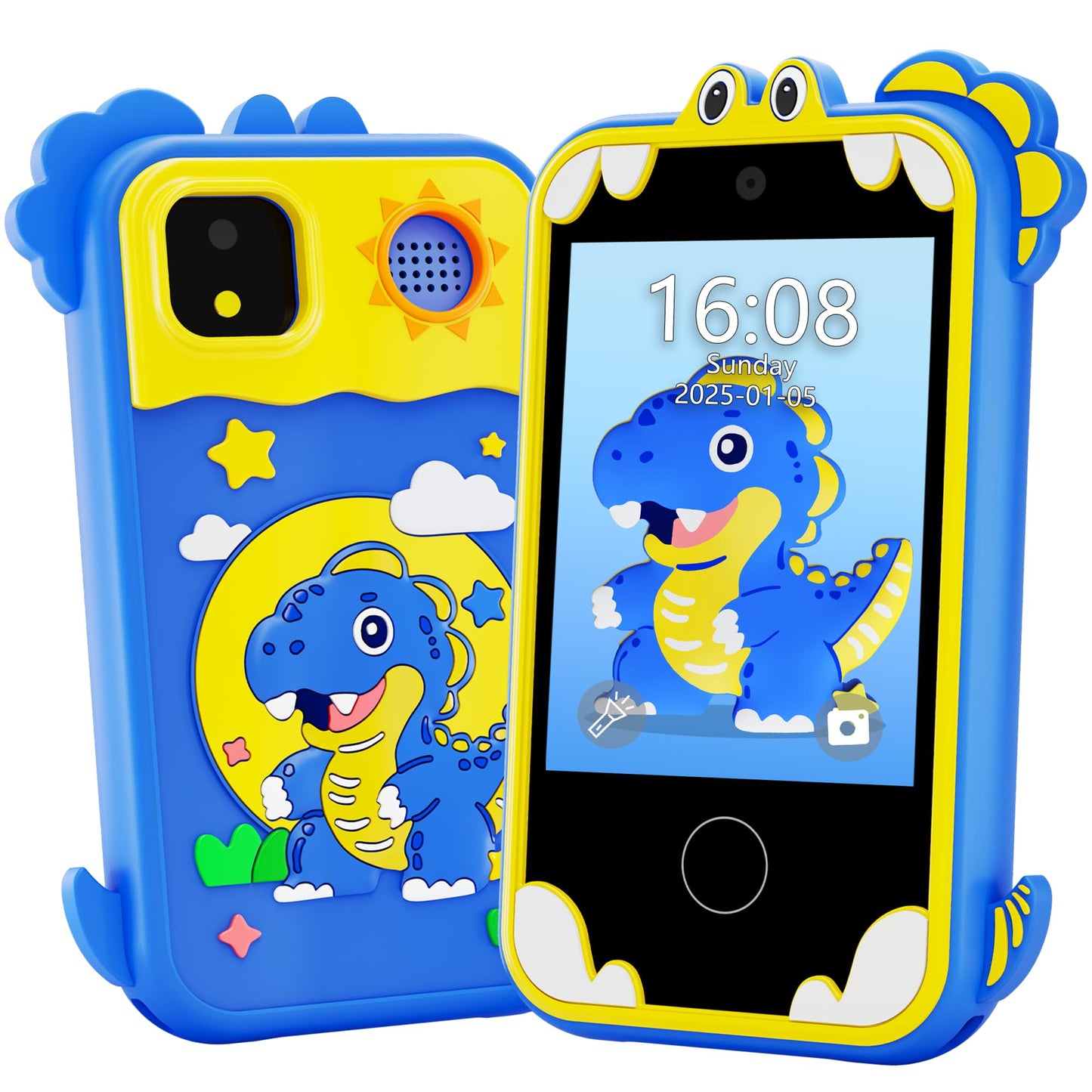 Kids Phone for Boys Gifts, Kids Dinosaur Toy Smart Phone Birthday Gifts for Boys Toys Toddler Ages3, 5, 7, 8, 10+ Year Old, Learning Toys with 2.8" Touchscreen, Music,Video Player, Game(Blue)