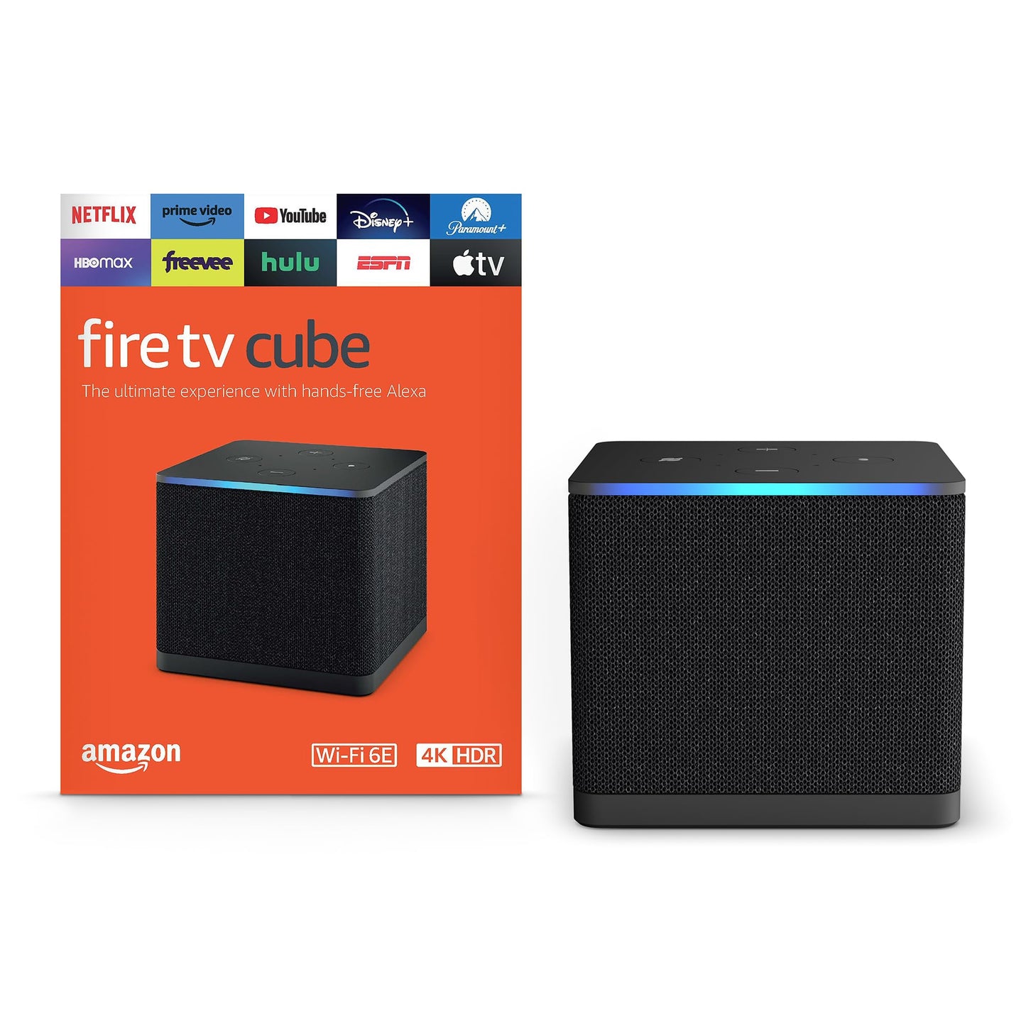 Amazon Fire TV Cube (newest model) with AI-powered Fire TV Search, Hands-free streaming device with Alexa, Wi-Fi 6E, 4K Ultra HD
