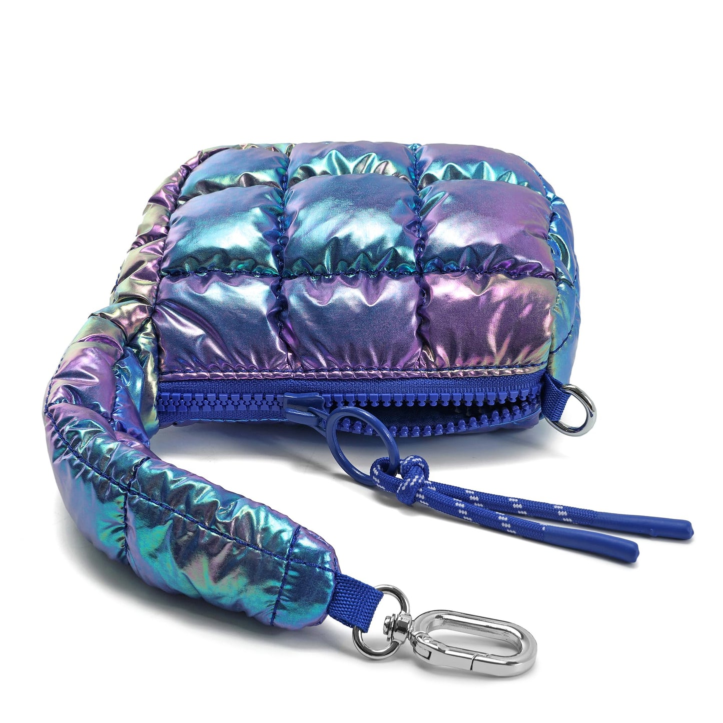 DOYOGI Mini Quilted Wristlet Bag for Women, Puffer Handbags,Evening Bags,Charm Lipstick Bag,Cute bag Charm for Gift(Dazzling Blue)