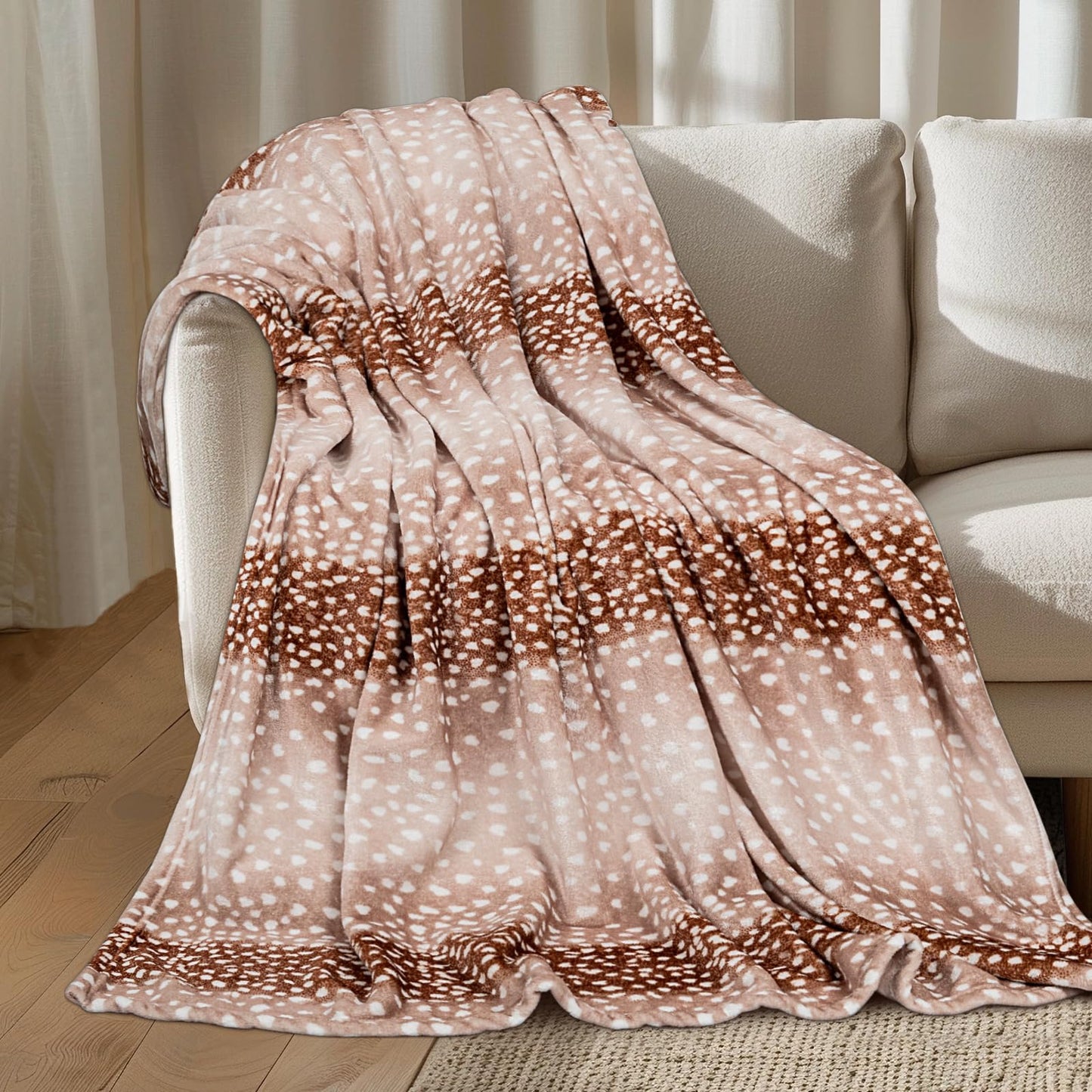 MACEVIA Flannel Fleece Animal Print Throw Blanket for Couch, Cabin Decor Deer Blanket, Hide Cabin Throw Blanket, Super Soft Fluffy Thick Warm Throws Home Decor for Bed Sofa(Deer, 50x60 Inches)