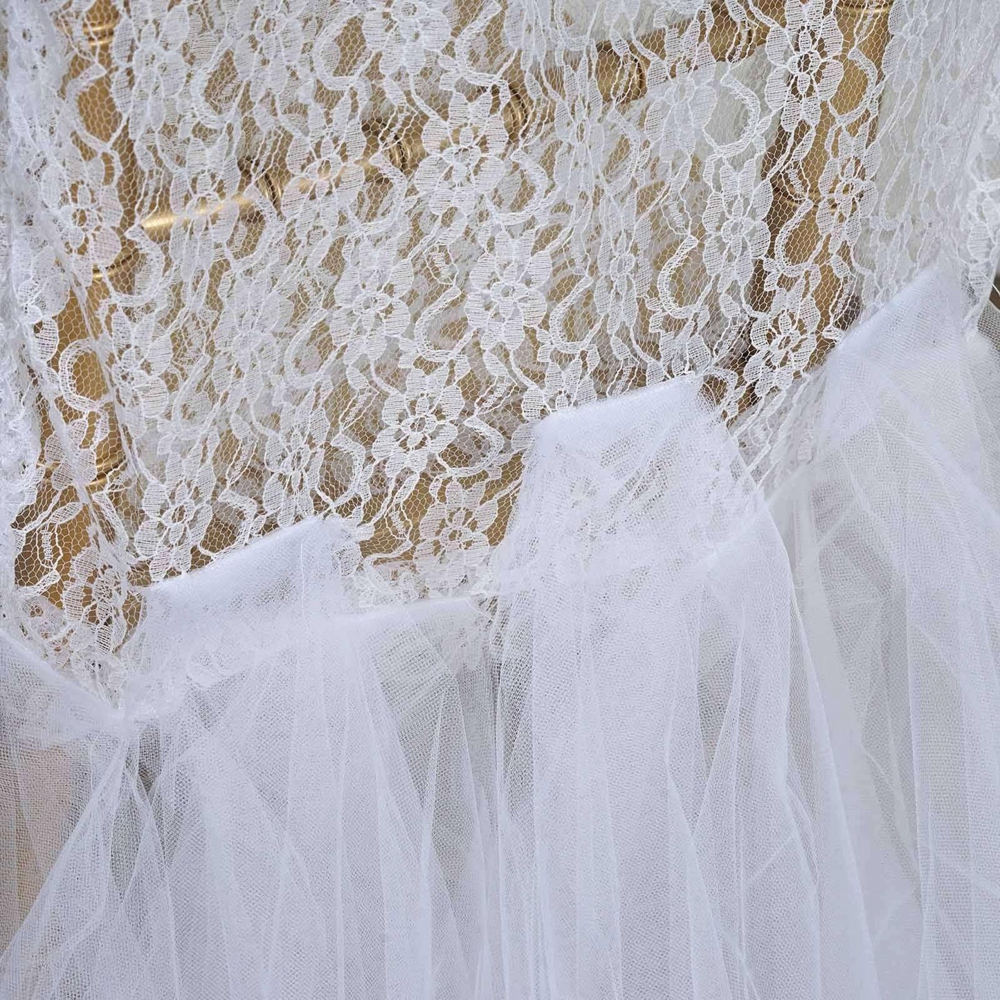 Efavormart White Lace and Tulle Chair Tutu Cover Skirt, Wedding Event Chair Decor