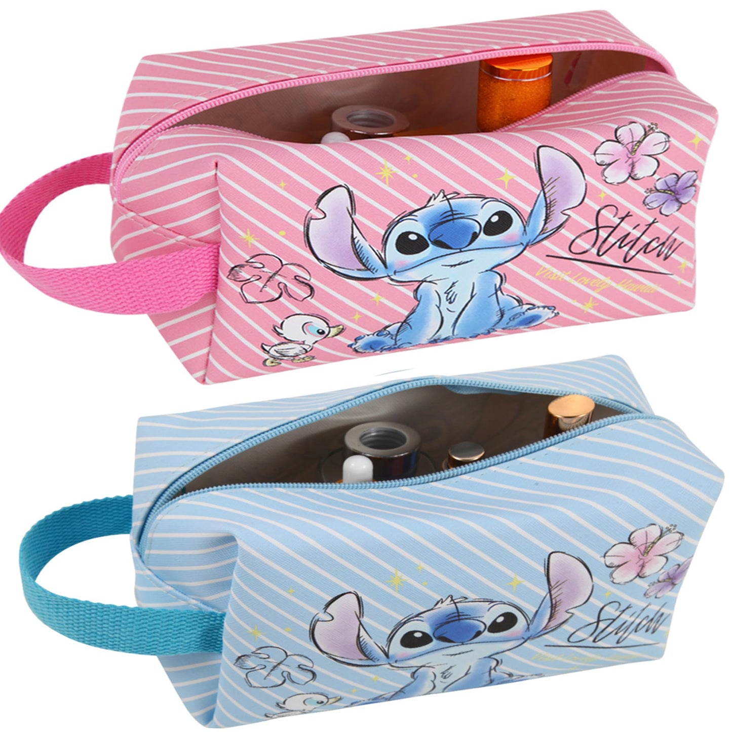 Travel Cosmetic Bag, Large Capacity Cartoon Cosmetic Pouch Makeup Bag with Zipper, Travel Toiletry Bag Makeup Accessories Organizer, The Best Gift for Women (Pink)