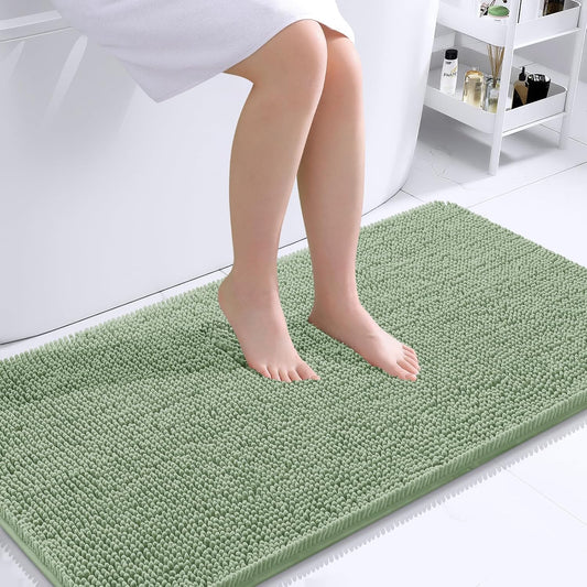 OLANLY Bathroom Rugs 30x20, Extra Soft Absorbent Chenille Bath Rugs, Rubber Backing Quick Dry, Machine Washable Bath Mats for Bathroom Floor, Tub and Shower, Home Decor Accessories, Grey