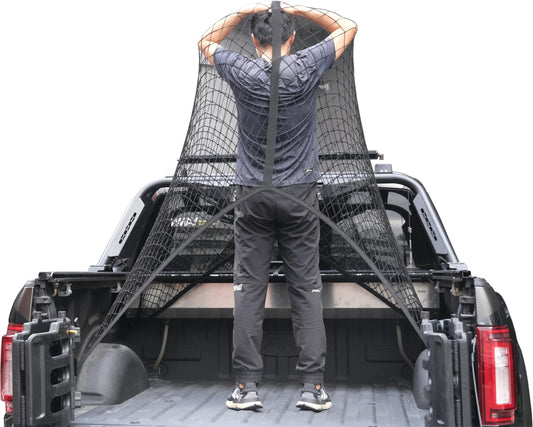 Highly Elastic Cargo Net, Simple Truck Bed Cargo Mesh Organizer, Suitable for Daily Light Loads of Trucks, 4'x4' Stretches to 7'x7' (Single Layer)