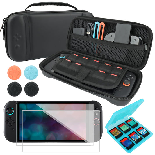 RTop Switch 2 Accessories Kit for Nintendo Switch 2 (2025),Family Bundle Accessories Kit with Carrying Case& Screen Protector,Joy Con Grips and Steering Wheels,Case Cover,Stand and More (16 in 1)