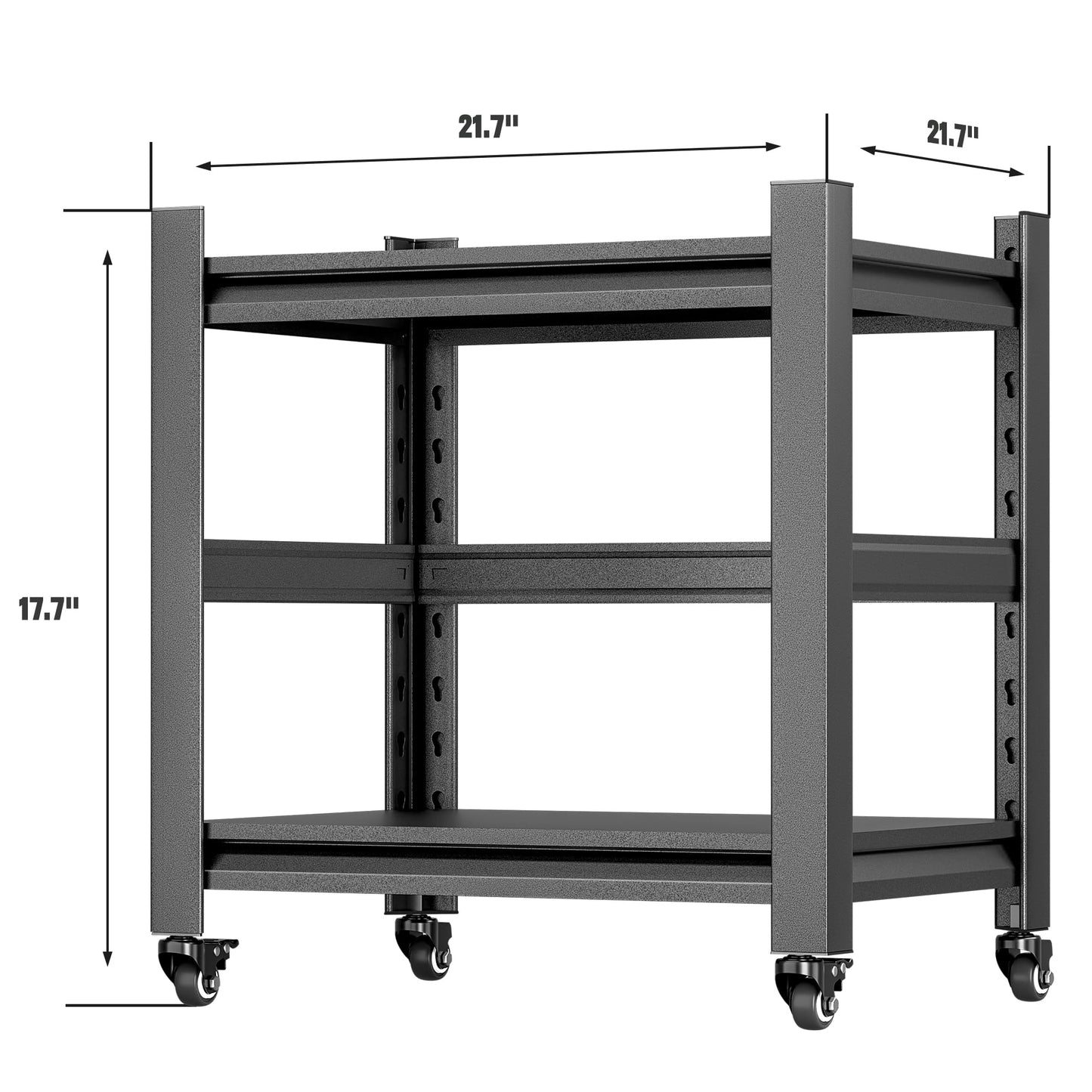 Phonando Printer Stand with Wheels,2-Tier Printer Table with Adjustable Storage Shelf for Home Office,Rolling Printer Cart for Heat Press Mini Fridge, Computer,Black