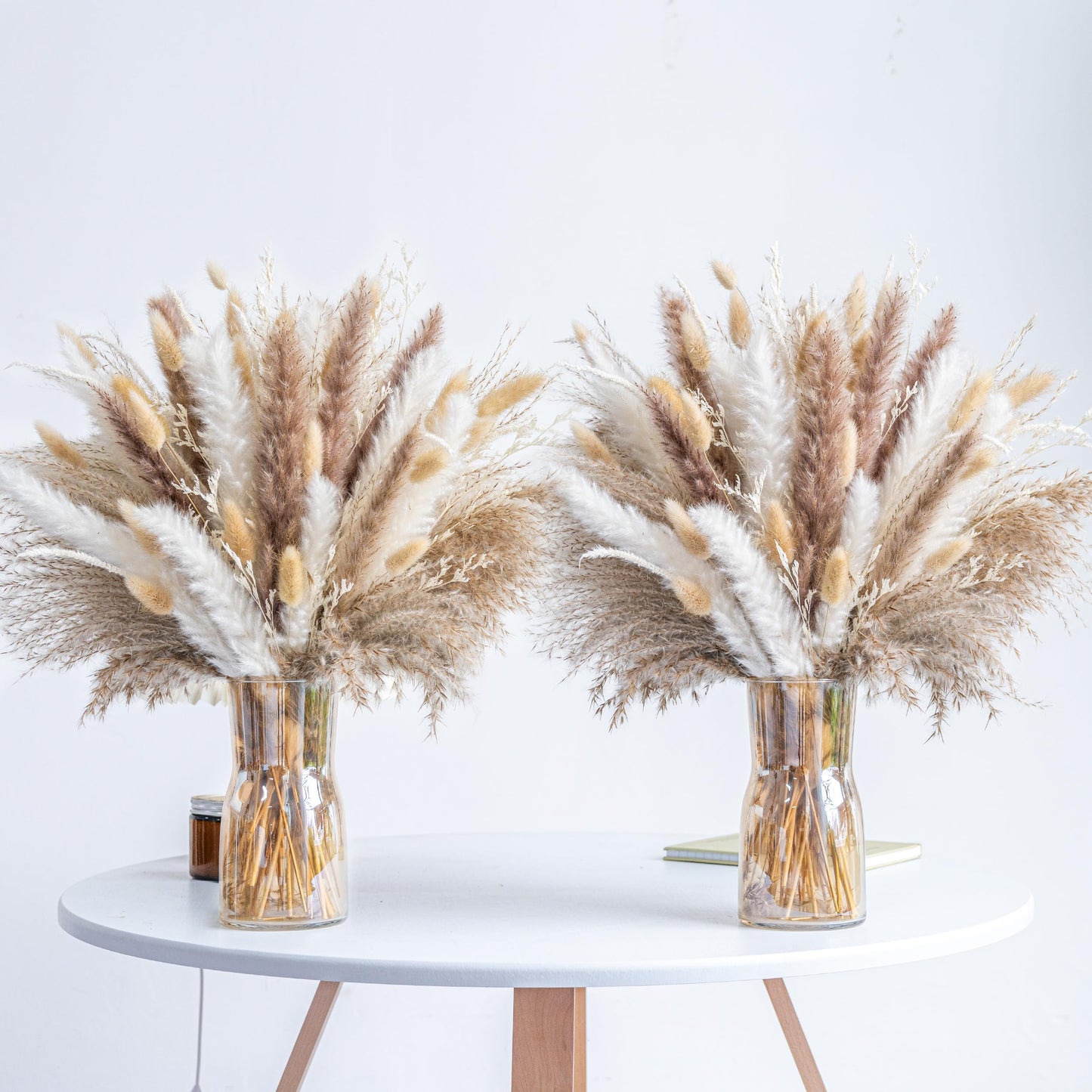 70PCS Natural Dried Pampas Grass Boho Home Decor Bouquet Phragmites Dried Flowers Bouquet for Wedding Floral Arrangements Home Decorations (70PCS)