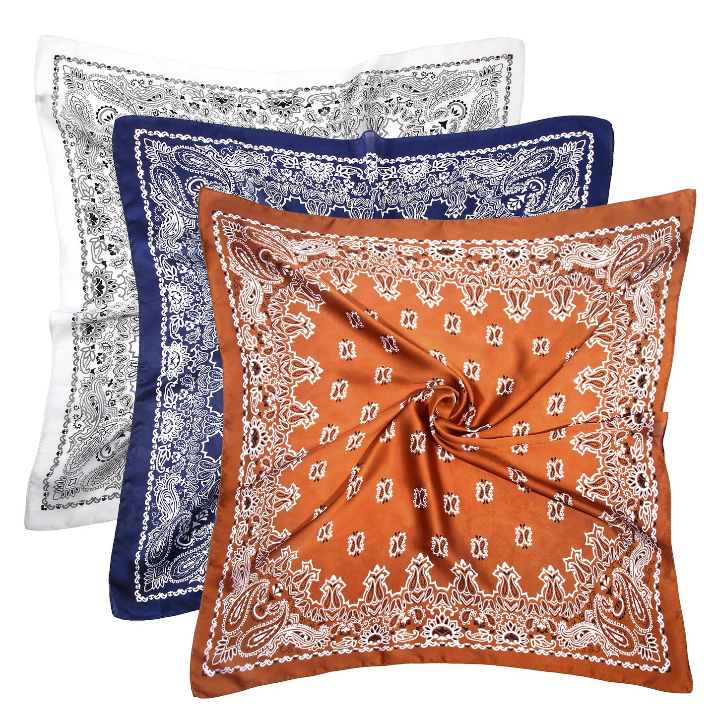 3 Pcs 27.5 Inches Satin Head Scarf Hair Scarf Silk Head Scarf Silk Bandana Silk Hair Wrap Neck Scarf for Women Girls