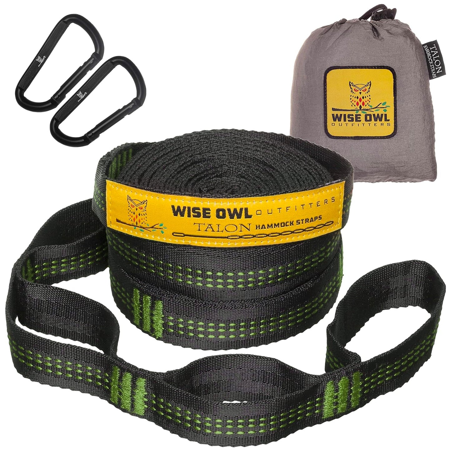 Wise Owl Outfitters Hammock Straps for Trees – 10ft Heavy-Duty Tree Hanging Kit with Carabiners, 38 Loops & Hooks – Essential Hammock Accessories for Camping