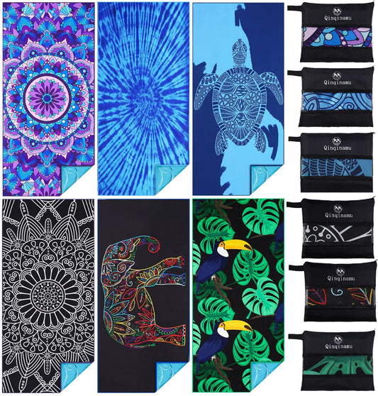 2 Pack Microfiber Oversized Lightweight Beach Towel 71"x32" XL Extra Large Thin Sand Free Towels Travel Swim Pool Yoga Gym Camping for Adults Women Men Beach Essentials Accessories Vacation Gift