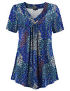 FOLUNSI Plus Size Tunic Tops for Women Loose Fit Pleated Front Flowy Shirt Blouses Peacock Print, XL