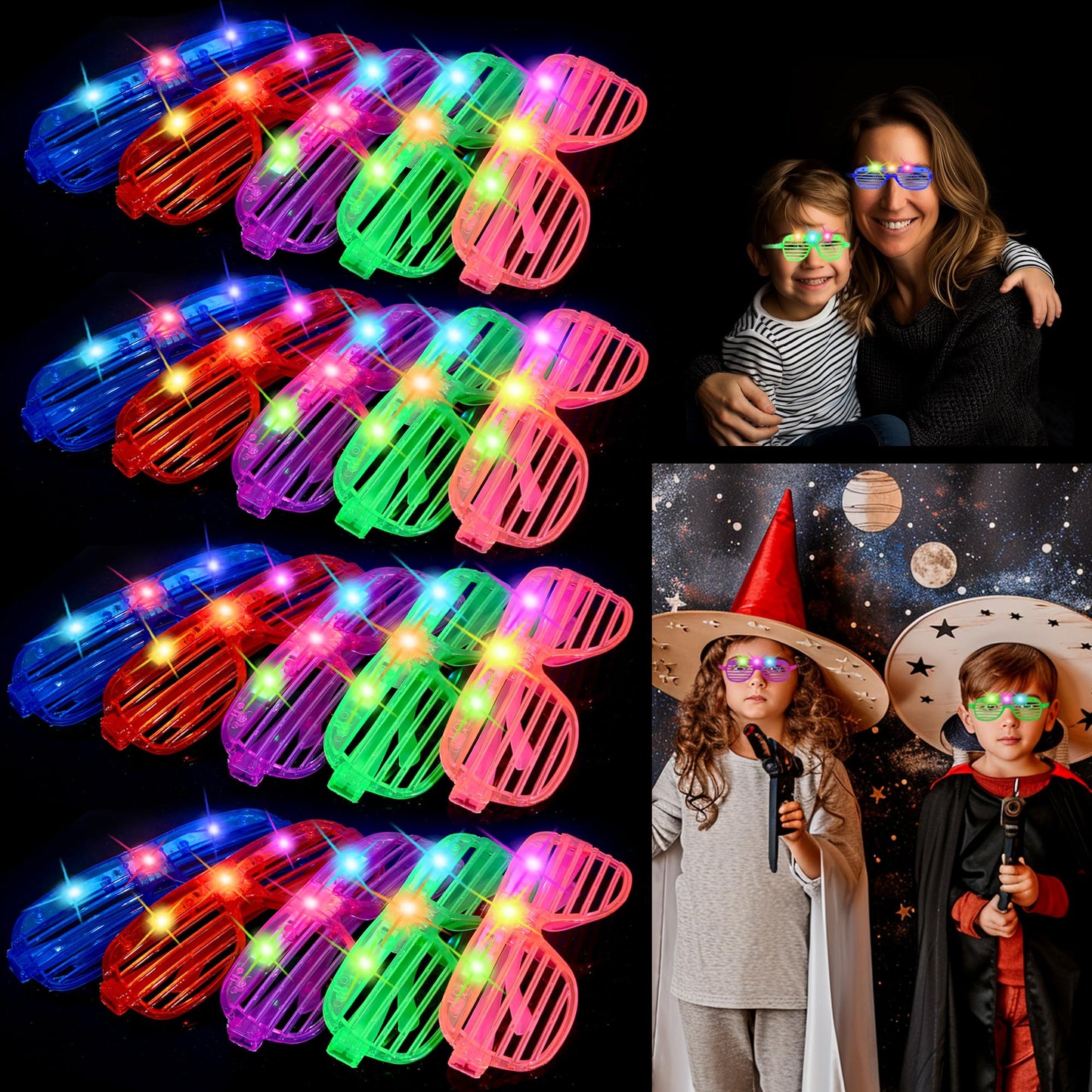 Zaaaslsm 20 Pack LED Glasses,Glow glasses,Light up glasses,Glow in the dark glasses,Party glasses Rave neon Flashing Party For Birthday Mardi Gras New Year's Eve Party Decoration,For Kids/Adults