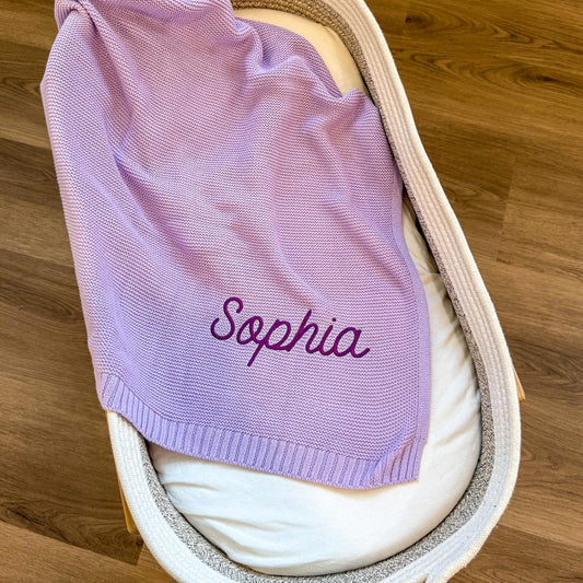 Custom Baby Blanket, Embroidered Baby Blanket, Custom Baby Blanket, 100% Cotton, Blue Baby Blanket, Receiving Blanket for Boys, Baby Boy Gifts, Hickory Hollow Designs (Dusty Blue)