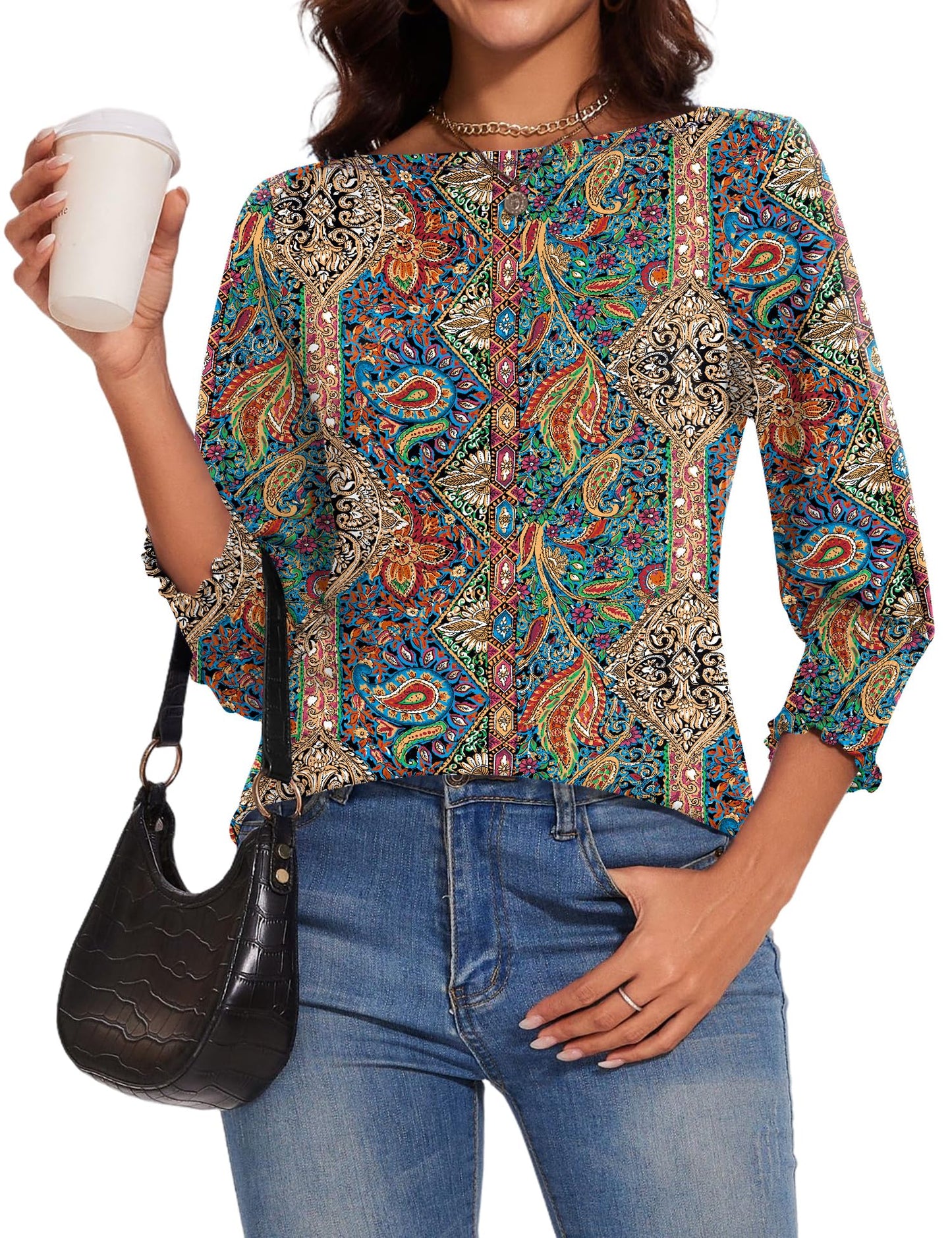 IECCP Spring Clothes for Women Women's 3/4 Sleeve Summer Tops for Women 2025 Womens Summer Tops 2025