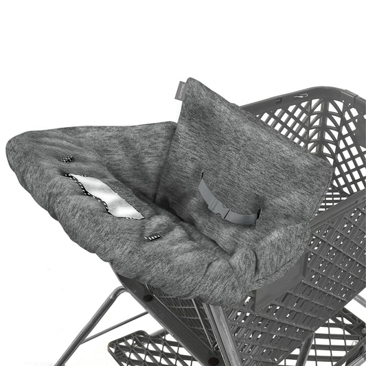 Summer 2-in-1 Full Coverage Cushy Shopping Cart Cover (Heather Gray) and High Chair Cover with Removable Seat Positioner, Strap, Phone Holder, and Toy Loops, Heather Gray and Black