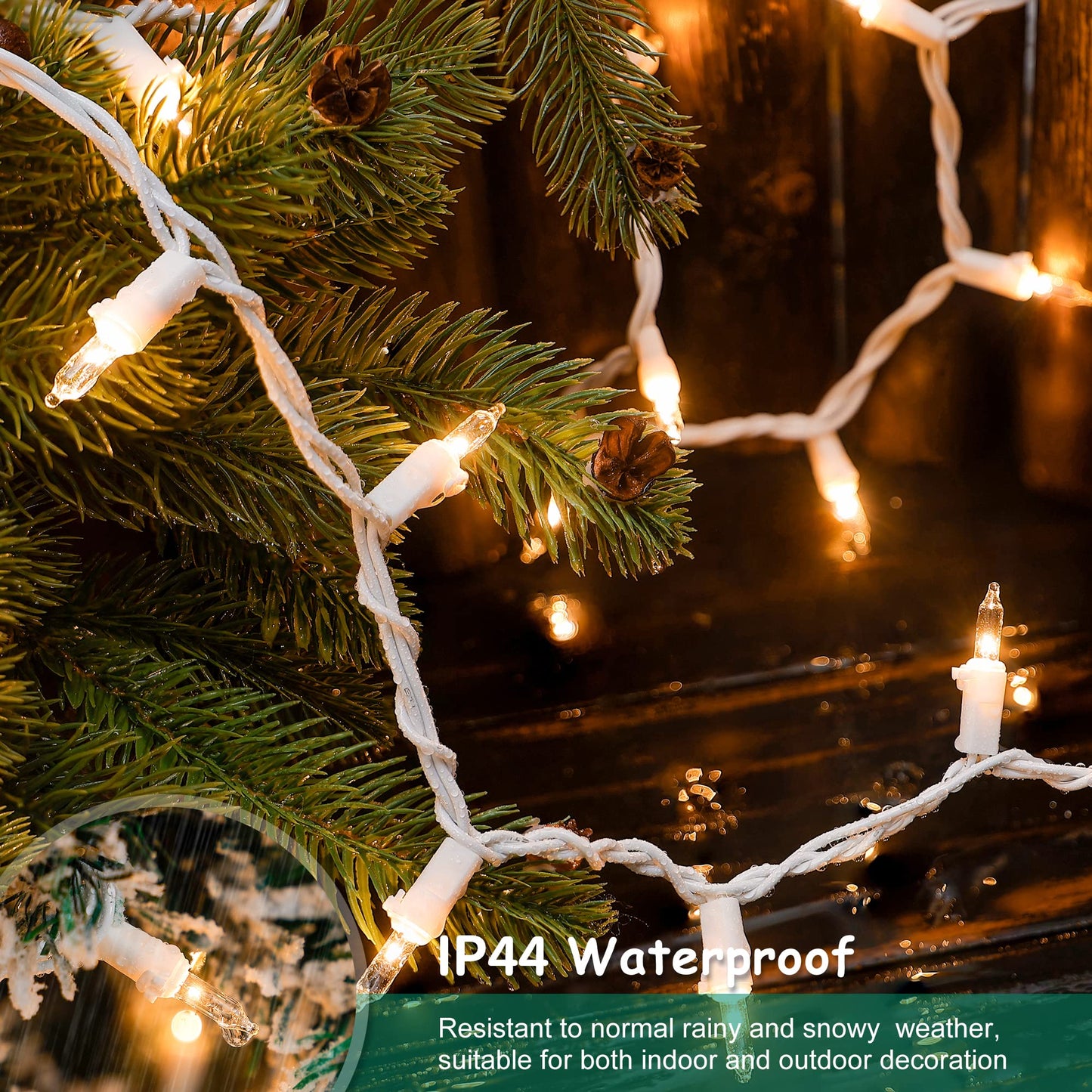 HEYFUNi Clear Christmas Lights Set,50 Count 13Feet Incandescent Bulb Mini String Lights for Christmas Tree Holiday Garland Party Weeding Xma Home Indoor&Outdoor Decorations,White Wire