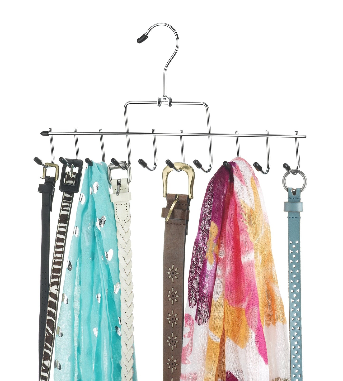 Whitmor 10 Hook Accessory Hanger, Chrome & Black