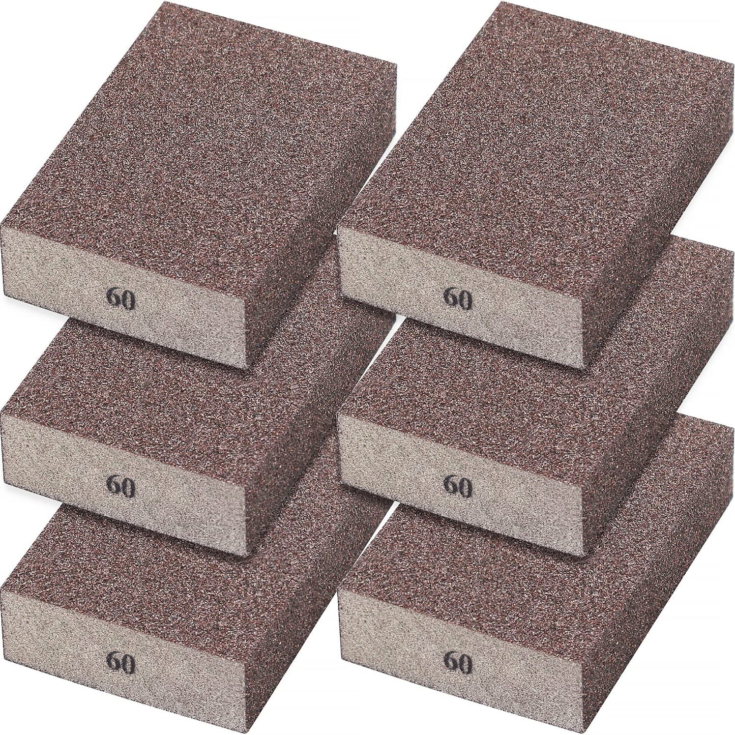 Sunxeke 6Pcs Sanding Sponge 60 Grit Coarse Blocks for Metal Sanding Wood Sanding Brush Washable&Reusable N-G-001-60