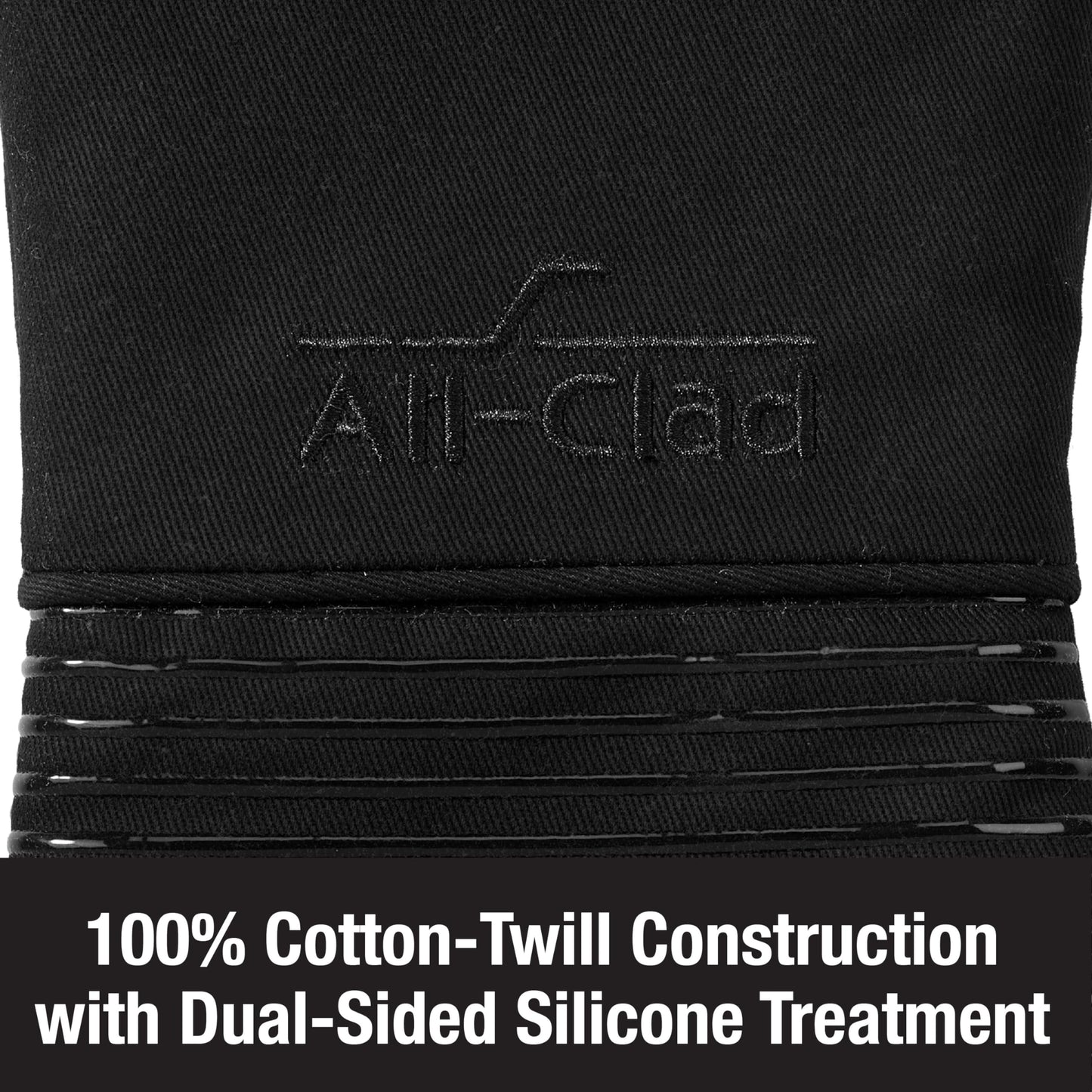 All-Clad Silicone Oven Mitts: Heat Resistant up to 500 Degrees - 100% Cotton & Silicone, 14"x7" Oven Mitt for Kitchen and Barbecue, 2-Pack, Black
