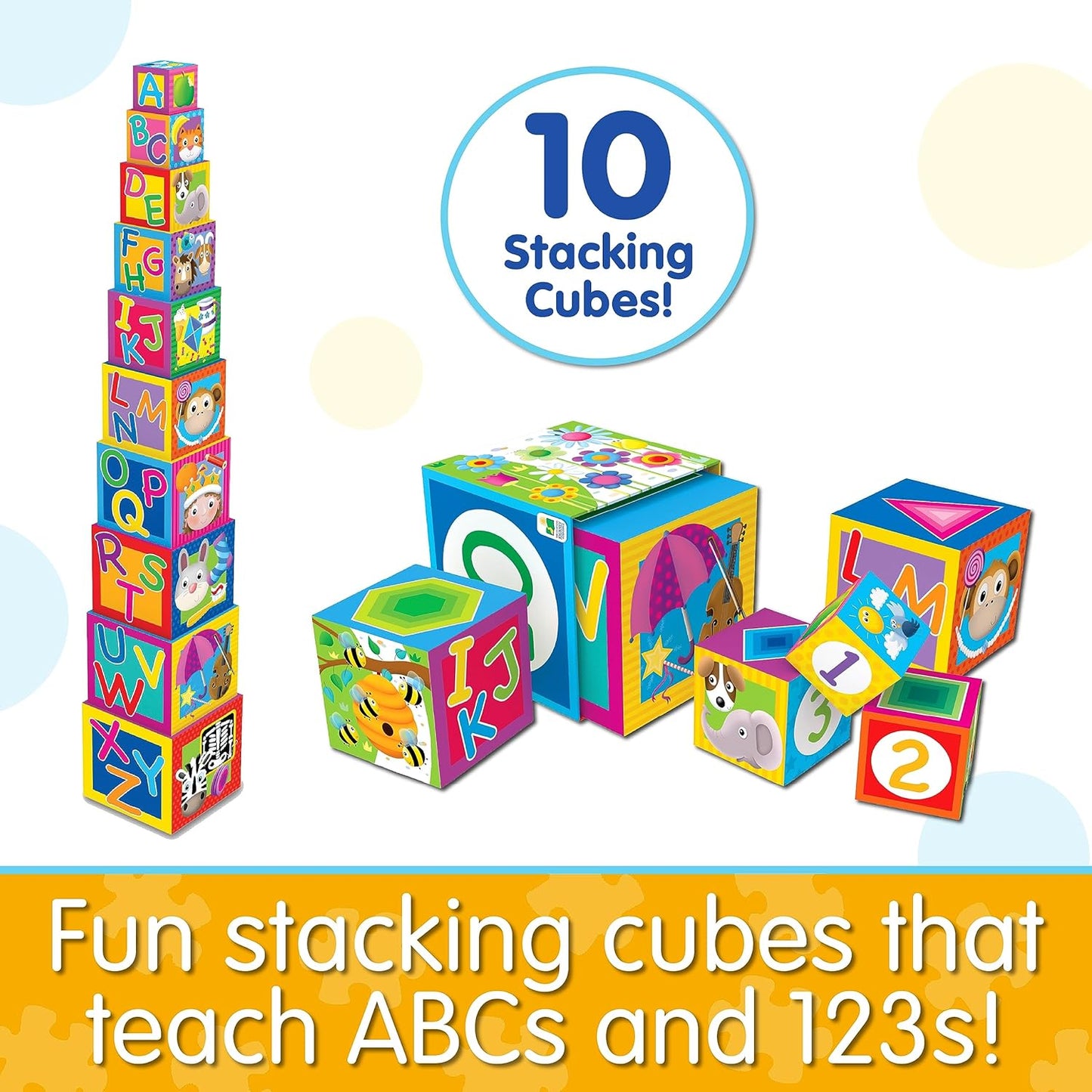 Learning Journey International LLC Play & Learn - Stacking Cubes - STEM Toddler Toys & Gifts for Boys & Girls Ages 12 Months and Up - Mind Building Developmental Learning Toy, Multi (100257)