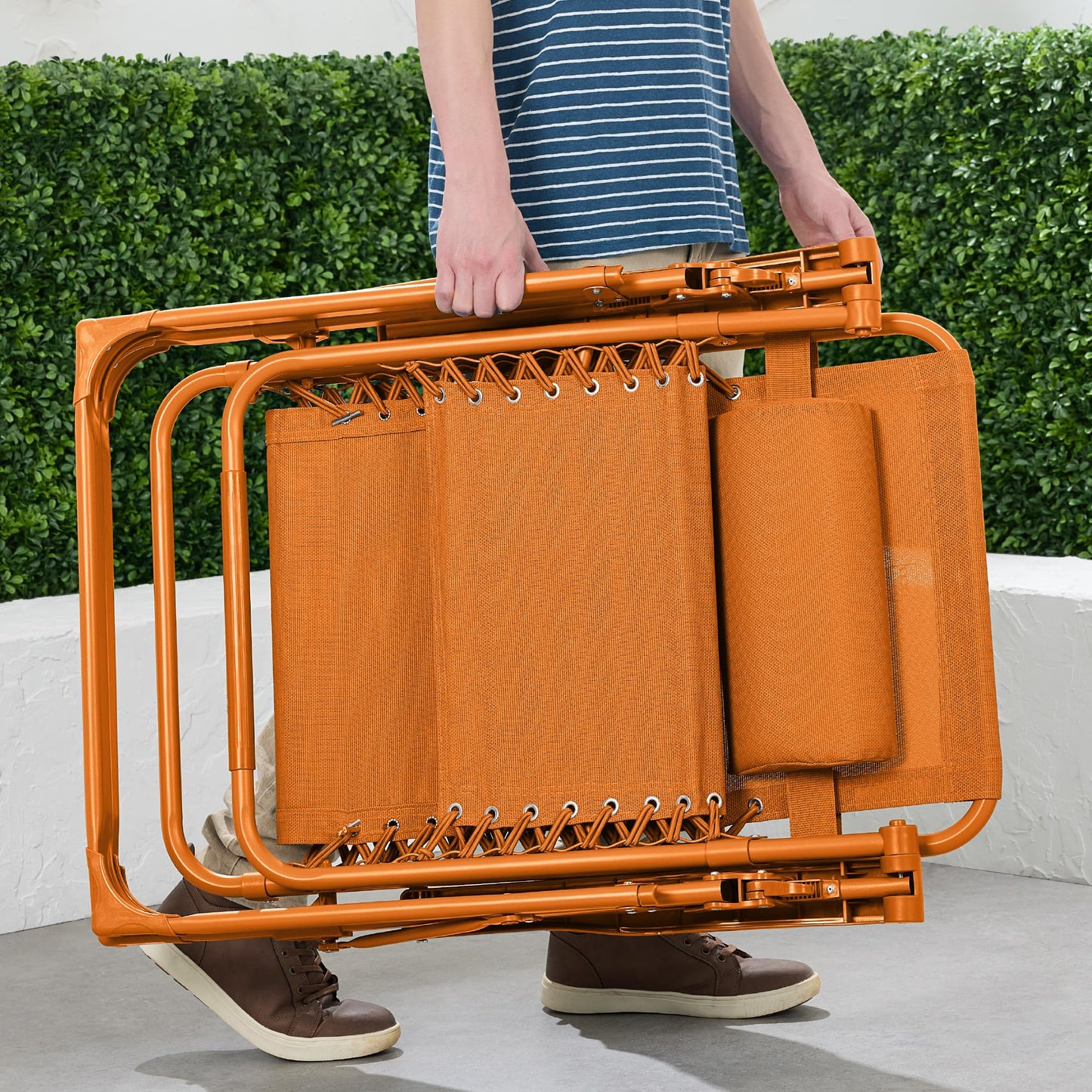 Best Choice Products Adjustable Zero Gravity Chair, Monochromatic Color Folding Patio Recliner w/Side Tray, Headrest - Tangerine