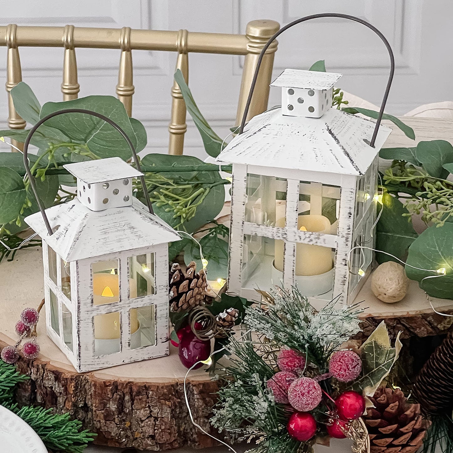 Kate Aspen Rustic Farmhouse Decor White Candle Holder Lantern Decorative (5 Inch), Wedding Decoration, Centerpiece Table Decorations, Home Decor, Shelf Decor, Fireplace Lantern